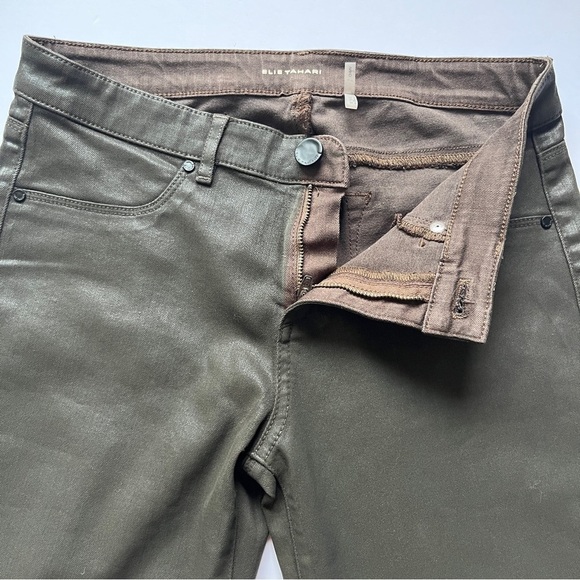 Elie Tahari Azella Pants Brown Skinny Leg Waxed Mid Rise Ankle Jeans Trousers 4 - Picture 13 of 14